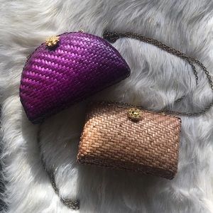 Bundle of Glazed Wicker Clutches with Chain Straps